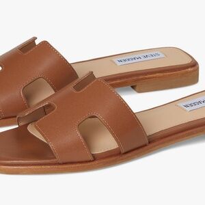 Steve Madden Hadyn Cognac Leather Sandals - 9 US (Hermes Oran sandal look alike)